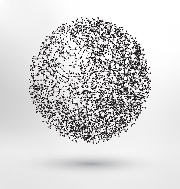 Abstract sphere made of molecules