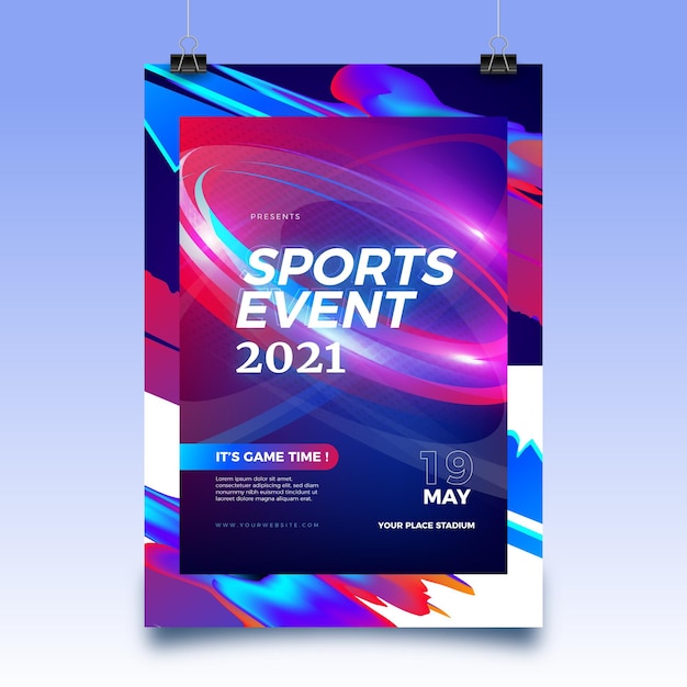 Vettore gratuito modello astratto di poster di eventi sportivi per il 2021
