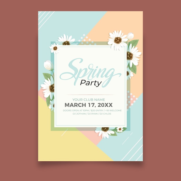 Free vector abstract spring party flyer template