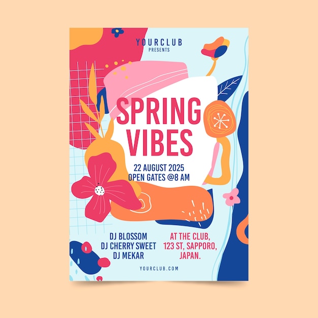 Abstract spring party flyer template