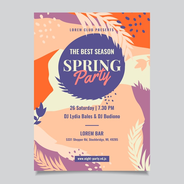 Free vector abstract spring party poster template