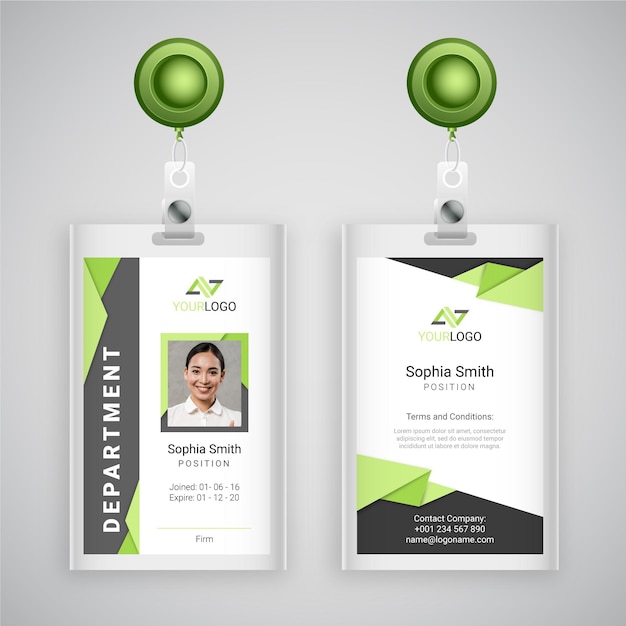 Free vector abstract style id cards template with photo