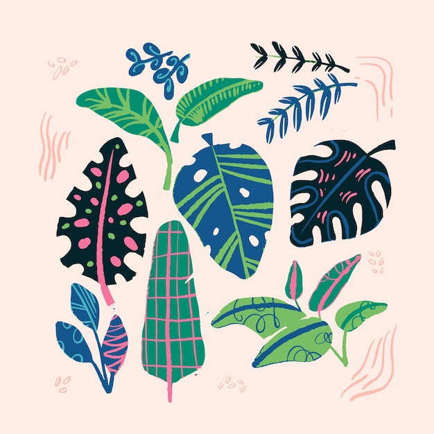Free Vector abstract style tropical leaves