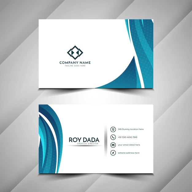 Abstract stylish blue wavy corporate business card