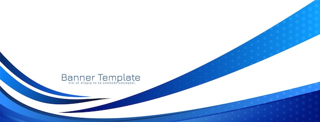 Vettore gratuito modello di banner design ondulato blu elegante astratto