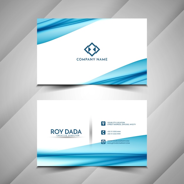 Free vector abstract stylish business card blue wave design template