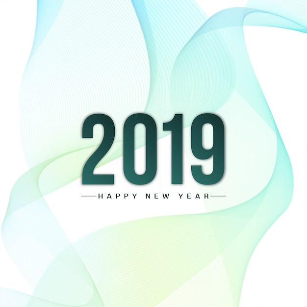 Abstract stylish New Year 2019 wavy background