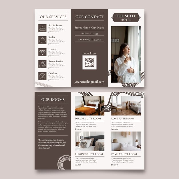 Abstract the suite hotel trifold brochure