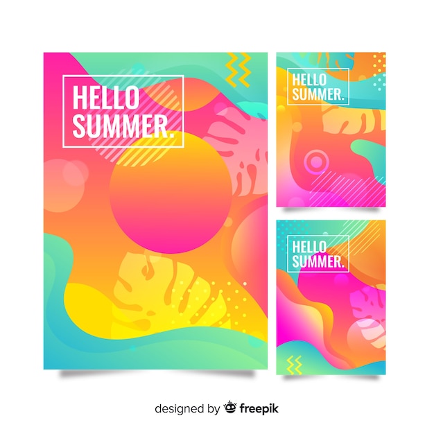 Free vector abstract summer cover collection