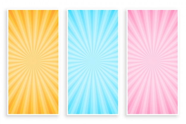 Abstract sunburst rays banner set