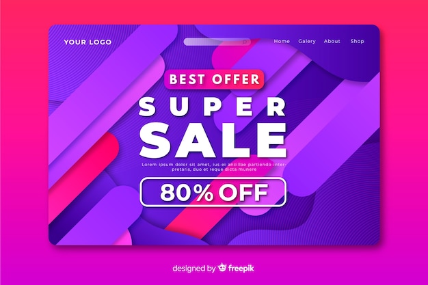 Free vector abstract super sale landing page