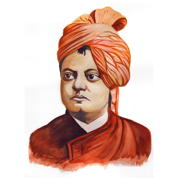 Premium Vector | Swami vivekananda lineart illustration