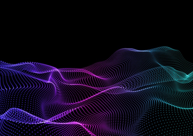 Free Vector abstract techno background with flowing particles design