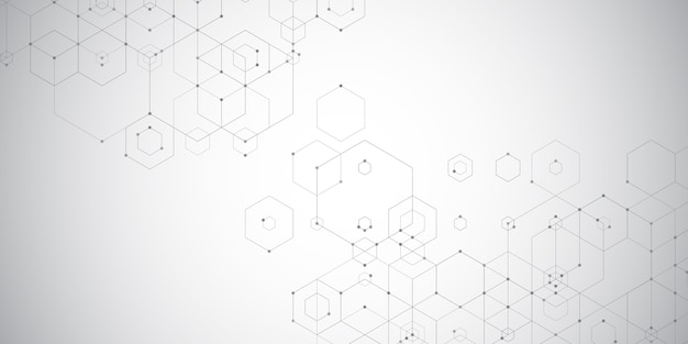 Abstract techno banner with a hexagonal design