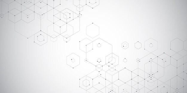 Abstract techno banner with a hexagonal design