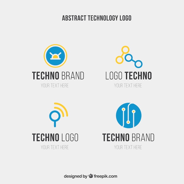 Abstract techno logo templates in blue and yellow colors