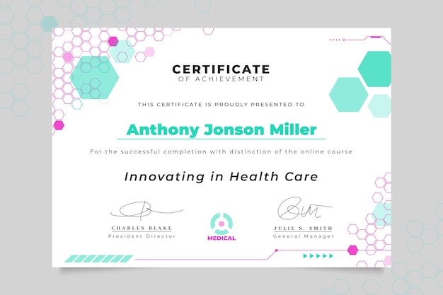 Free vector abstract technological medical certificate