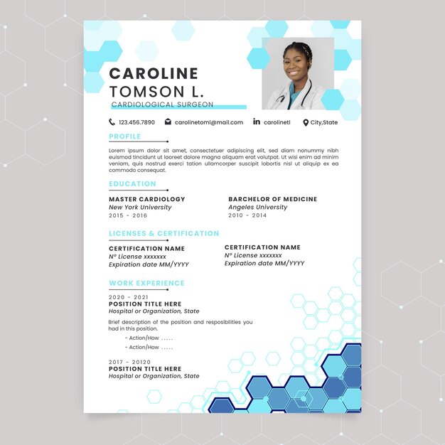 Abstract technological medical resume