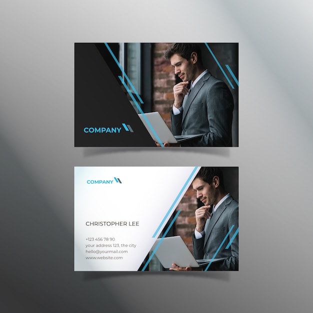 Free vector abstract template business card with picture
