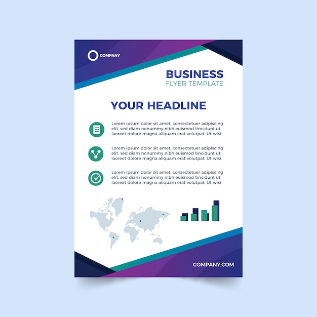 Abstract template for business flyer with world map