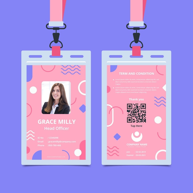 Abstract template for id cards with photo