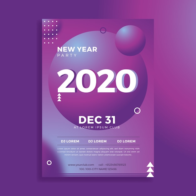 Abstract template new year 2020 party flyer