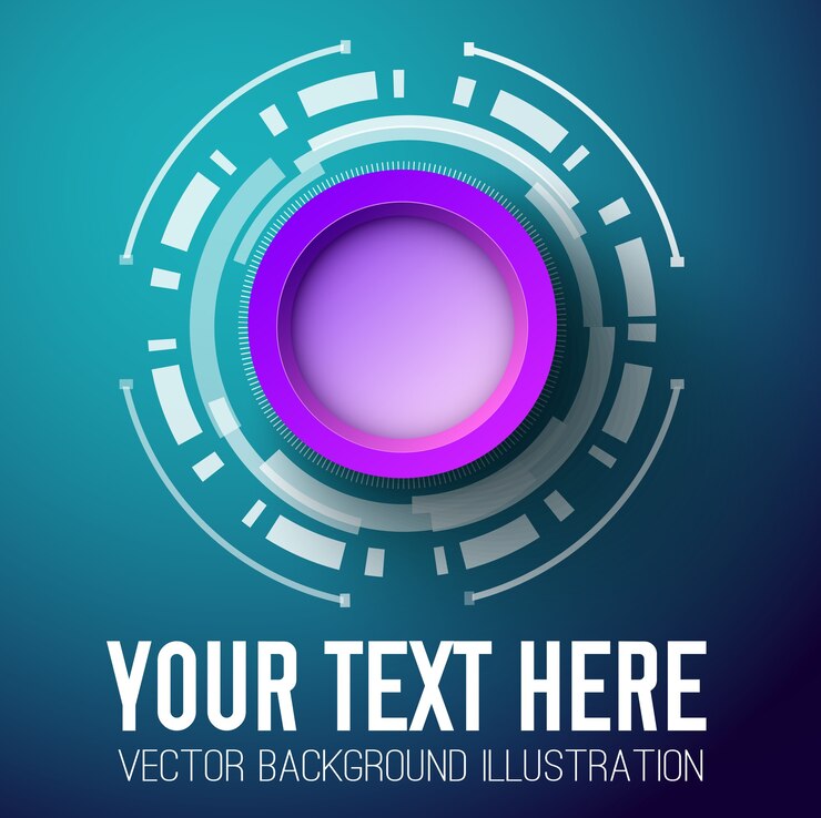 Free Vector abstract template using for advertising your text with round empty 3d sticker of purple color in center