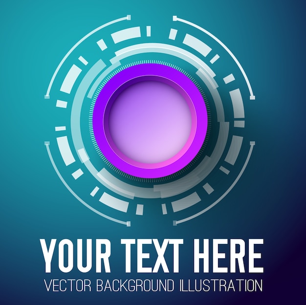 Abstract template using for advertising your text with round empty 3d sticker of purple color in center