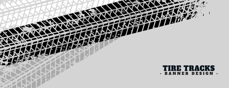 Free Vector abstract tire trail pattern grey banner for off road experience