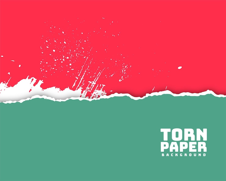 Free Vector abstract torn page ripped background with ink splatter