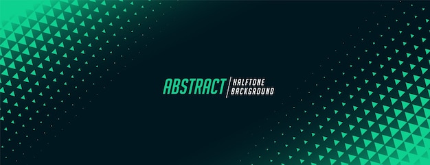 Abstract triangle halftone banner in green color