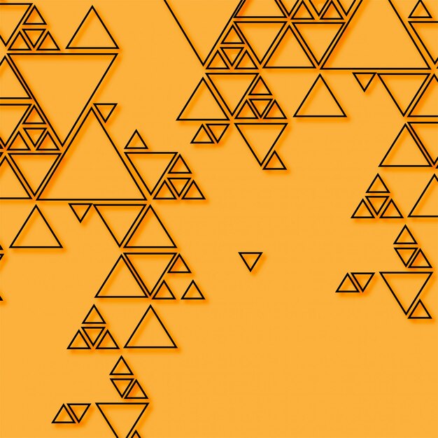 オレンジ色の背景上の抽象的な三角形