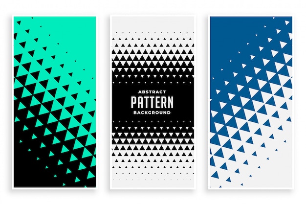 Abstract triangle pattern banners set