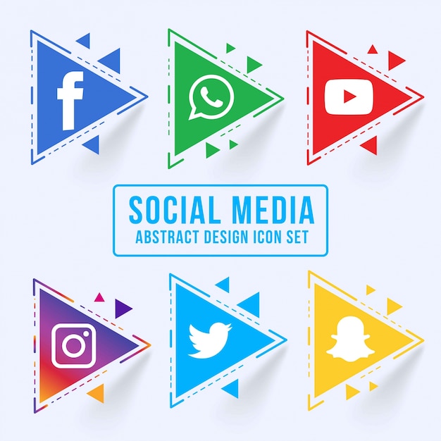 Vettore gratuito astratto triangolare social media icon set