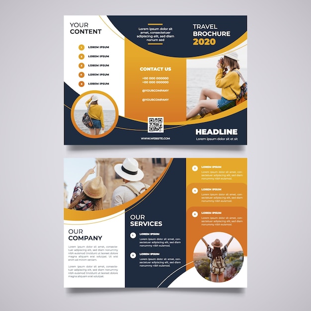 Free vector abstract trifold brochure template with image