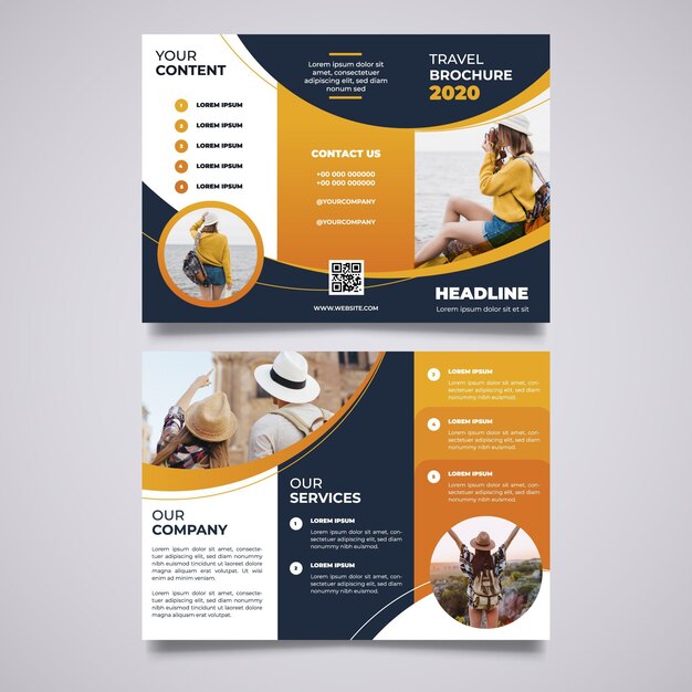 Abstract trifold brochure template with image