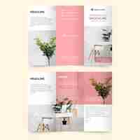 Free vector abstract trifold brochure template with photo