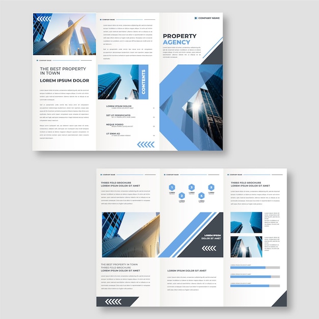 Free vector abstract trifold brochure template with photo