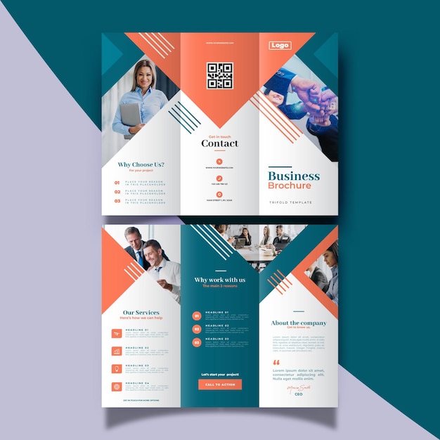 Abstract trifold brochure template with photo