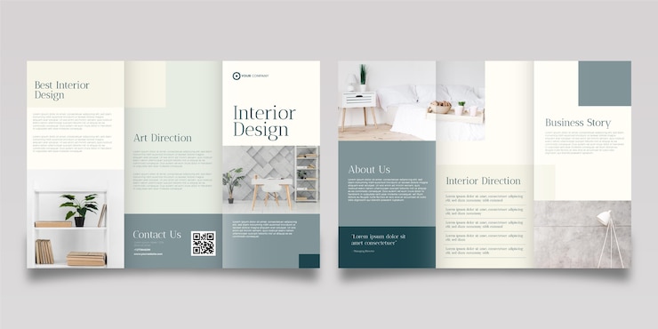 Free Vector abstract trifold brochure template with photo