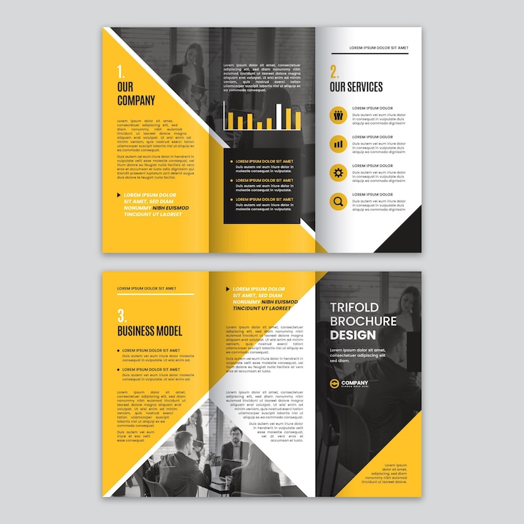 Free Vector abstract trifold brochure template with photo