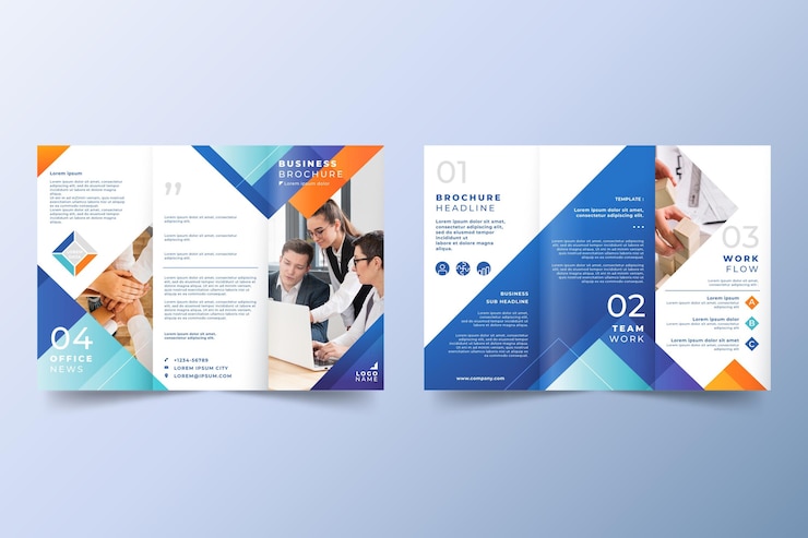 Free Vector abstract trifold brochure template with photo