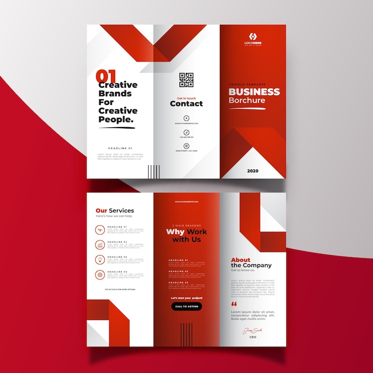 Free Vector abstract trifold brochure template
