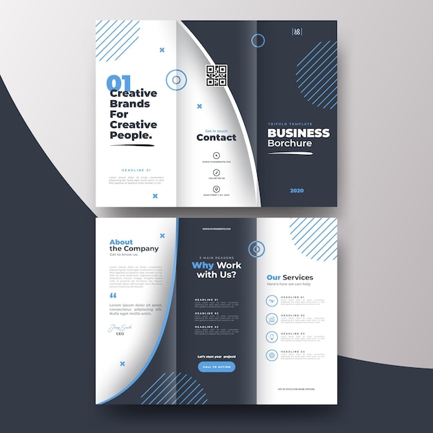 Free vector abstract trifold brochure template