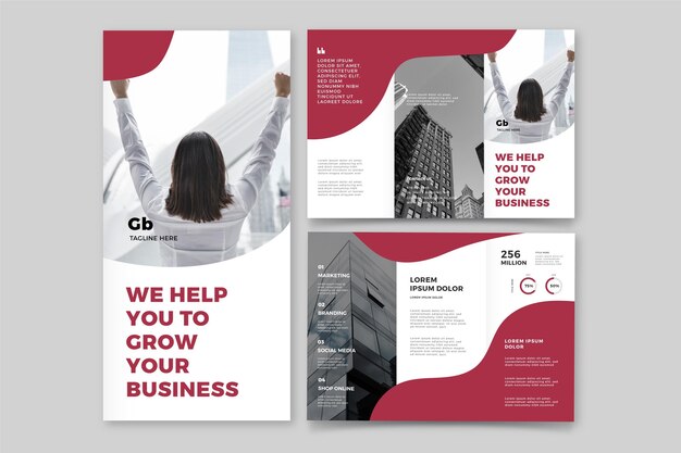 Abstract trifold brochure with photo