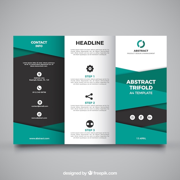 Free vector abstract trifold with green shapes