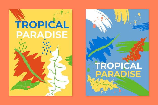 Abstract tropical cards template set