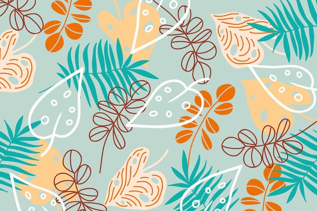 Free vector abstract tropical leaves background