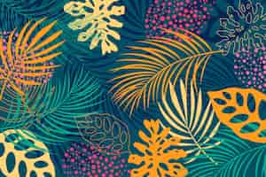 Free vector abstract tropical leaves background