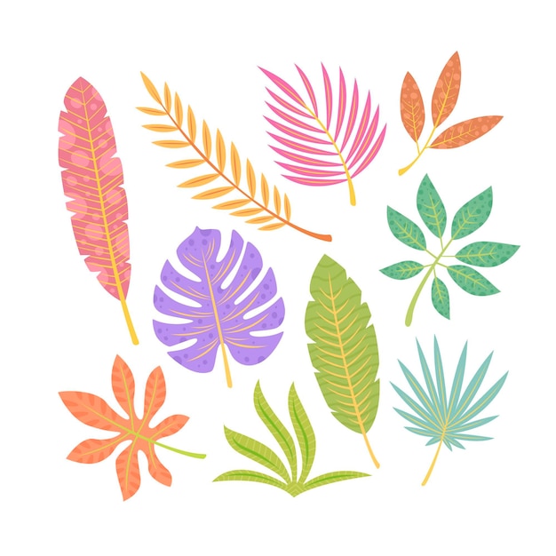 Abstract tropical leaves collection